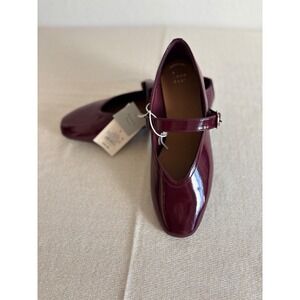 A New Day Mary Jane Elena Flats 9 Burgundy New Patent Square Toe Buckle Strap
